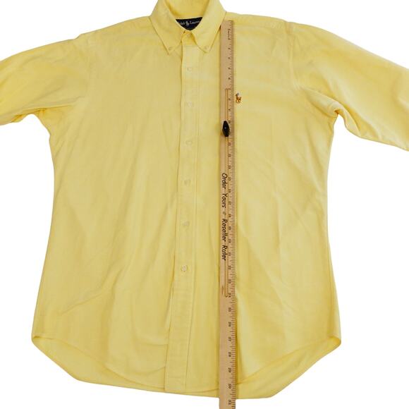 Ralph Lauren Yarmouth Oxford Mens Vintage Yellow Button Up Long Sleeve 15 32 - Picture 5 of 6